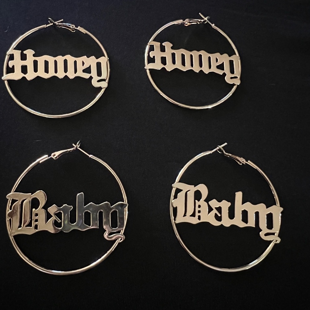 Eye Candy Gold Hoop Earrings - Honey & Baby